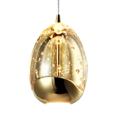 Vonn Lighting Venezia 3.5-in Integrated Led Height Adjustable Etl Certified Pendant Light With Glass Shade In Gold