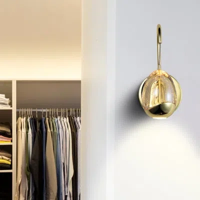 Vonn Lighting Venezia 5-in Integrated Led Etl Certified Teardrop Armed Wall Sconce Light With Glass Shade In Gold