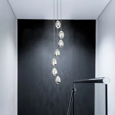 Vonn Lighting Venezia 7-light Pendant Height Adjustable Etl Certified Led Teardrop Chandelier, Globe Glass Shades In Polished Chrome