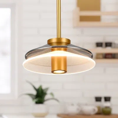 Vonn Lighting Verona 7-in 100-277v 1-light Etl Certified Integrated Led Height Adjustable Cone Pendant Lighting In Gold;matte Black