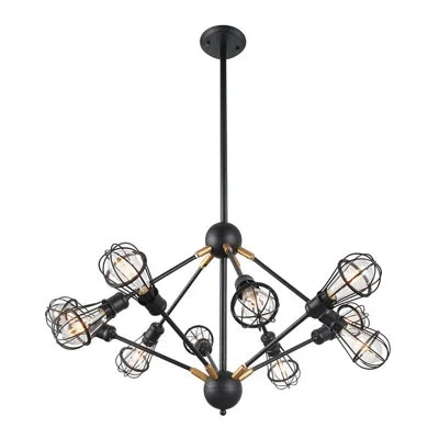 Vonn Lighting Vonn 36-in Multi-pivoting-arm Ul Certified Chandelier Lighting With Led Filament Bulbs In Matte Black