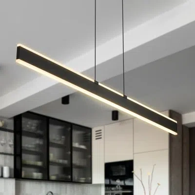 Vonn Lighting Wezen 48-in Plank Pendant 100-277v Height Adjustable Up-down Etl Certified Led Linear Chandelier In Matte Black