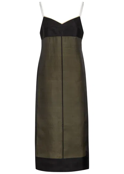 Voranida Abigail Layered Silk Organza Midi Dress In Black