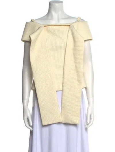 Pre-owned Voranida Bateau Neckline Short Sleeve Tunic In Yellow