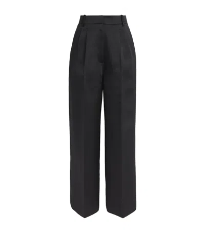 Voranida Pleated Dove Wide-leg Trousers In Black