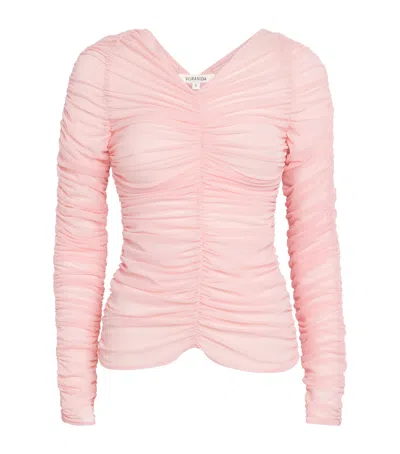 Voranida Ruched Long-sleeve Top In Pink