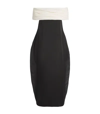 Voranida Silk-blend Ruched-detail Loom Midi Dress In Black