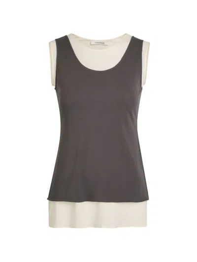 Voranida Tor Layered-effect Cotton Tank Top In Gray