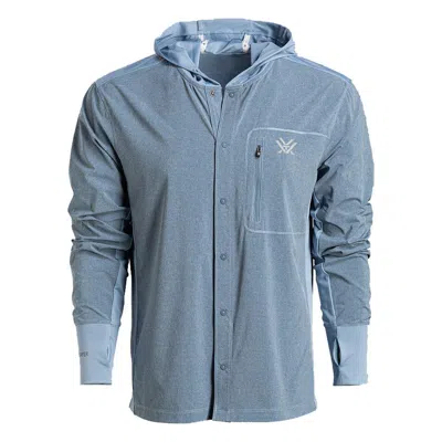 Vortex Men's  Sun Slayer Snap Front Long Sleeve Hooded Shacket In Blue