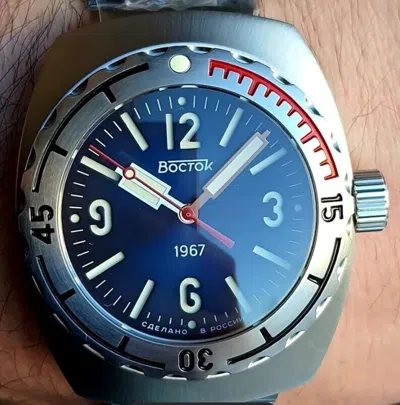 Pre-owned Vostok 1967 Amphibia Automatic 20 At Watch Diver 200m Sapphire Glass 190044 Blue