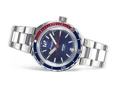 Pre-owned Vostok Diver Watch 960759b Blue Amfibiya Neptune Russian Watch Automatic De