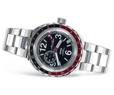 Pre-owned Vostok Diver Watch 960762 Black Amfibiya Neptune Russian Watch Automatic De