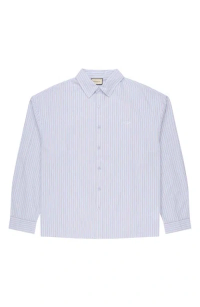 Vouseti Off Court Boxy Fit Stripe Cotton Button-up Shirt In Blue