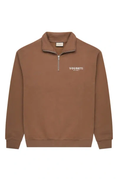 Vouseti The Og Quarter Zip Pullover In Brown