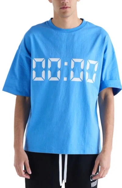 Vouseti Us Against Time Cotton Graphic T-shirt In Blue