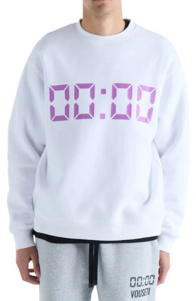 Vouseti Us Against Time Crewneck Sweatshirt In White
