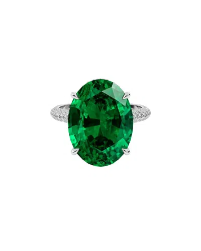 Vowe 14k 11.00 Ct. Tw. Lab-grown Diamond & Lab-grown Emerald Ring In Green