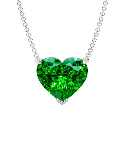 Vowe 14k 13.00 Ct. Tw. Lab-grown Diamond & Lab-grown Emerald Necklace In Green