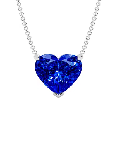 Vowe 14k 13.00 Ct. Tw. Lab-grown Diamond & Lab-grown Sapphire Necklace In Blue