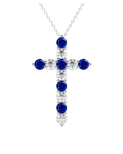 Vowe 14k 3.00 Ct. Tw. Lab-grown Diamond & Lab-grown Sapphire Pendant In Metallic