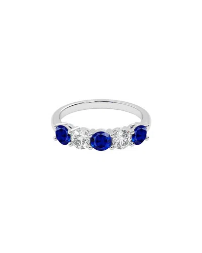 Vowe 14k 3.00 Ct. Tw. Lab-grown Diamond & Lab-grown Sapphire Ring In Metallic