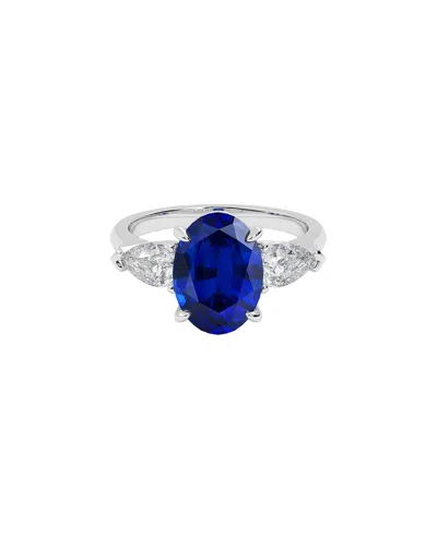 Vowe 14k 3.40 Ct. Tw. Lab-grown Diamond & Lab-grown Sapphire Ring In Blue