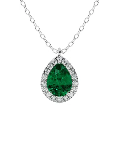 Vowe 14k 4.00 Ct. Tw. Lab-grown Diamond & Lab-grown Emerald Pendant In Metallic
