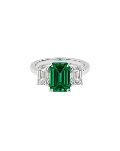 Vowe 14k 4.00 Ct. Tw. Lab-grown Diamond & Lab-grown Emerald Ring In Green