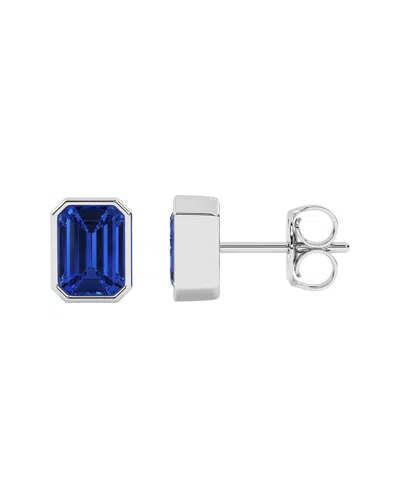 Vowe 14k 4.00 Ct. Tw. Lab-grown Diamond & Lab-grown Sapphire Earrings In Blue