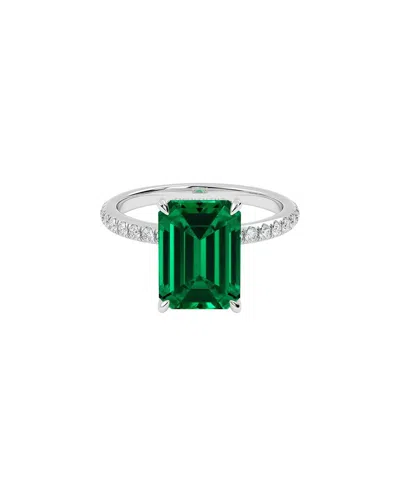 Vowe 14k 4.50 Ct. Tw. Lab-grown Diamond & Lab-grown Emerald Ring In Green