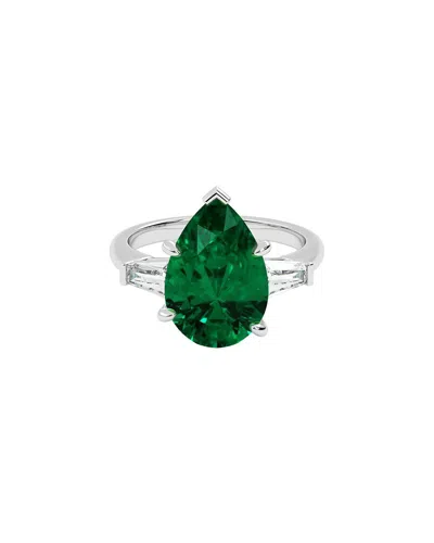 Vowe 14k 6.00 Ct. Tw. Lab-grown Diamond & Lab-grown Emerald Ring In Green