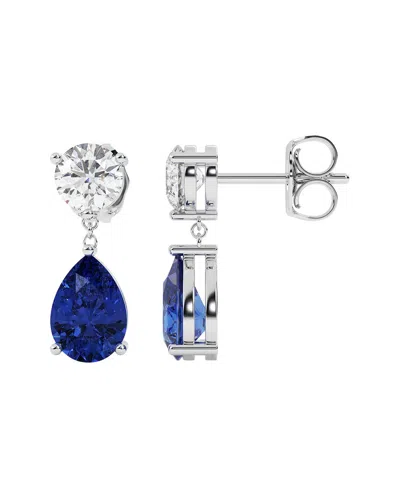 Vowe 14k 6.00 Ct. Tw. Lab-grown Diamond & Lab-grown Sapphire Earrings In Metallic