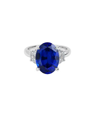 Vowe 14k 6.00 Ct. Tw. Lab-grown Diamond & Lab-grown Sapphire Ring In Blue