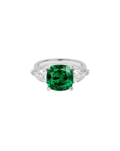 Vowe 14k 6.40 Ct. Tw. Lab-grown Diamond & Lab-grown Emerald Ring In Green
