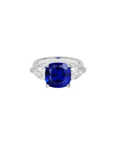 Vowe 14k 6.40 Ct. Tw. Lab-grown Diamond & Lab-grown Sapphire Ring In Blue