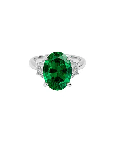 Vowe 14k 6.60 Ct. Tw. Lab-grown Diamond & Lab-grown Emerald Ring In Green