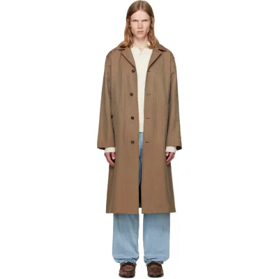 Vowels Beige Spit Raglan Coat In Brown