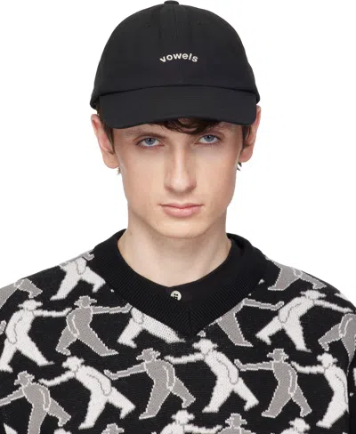 Vowels Black Cotton Twill Cap In Gray