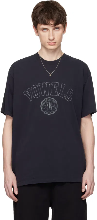 Vowels Black Faded Collegiate T-shirt