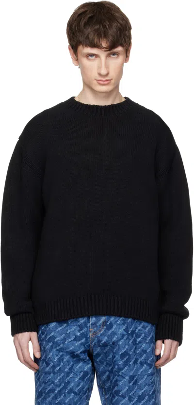 Vowels Black Knit Crewneck