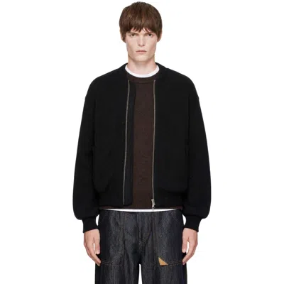 Vowels Black Knitted Bomber Jacket