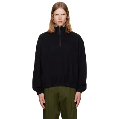 Vowels Black Quarter Zip Fleece Sweater