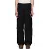 Vowels Black Solid Cargo Pants In Black