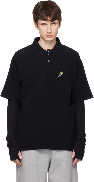 Vowels Black S/s Pique Polo