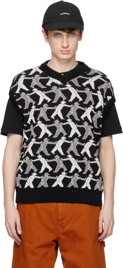 Vowels Black Tag-a-long Knitted Vest