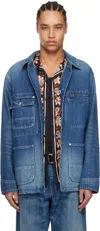 Vowels Blue Chore Denim Jacket In #71 Bleached Indigo