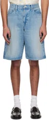 Shop Vowels Blue Painter Denim Shorts In #69 Bleached Indigo