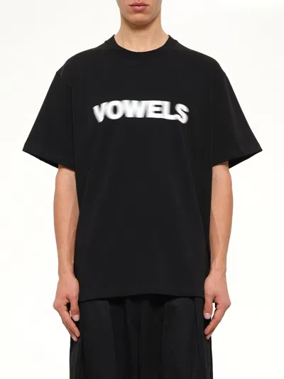Vowels Blur Logo Cotton Tee In Black