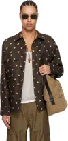 Vowels Brown Embroidered Linen Chore Jacket In #20 Brown