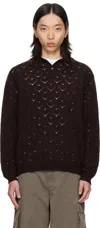 Vowels Brown Eyelet Polo In Brown